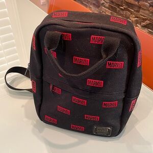 LOUNGEFLY Disney Parks Marvel Logo Embroidered Bag Backpacks Black Canvas